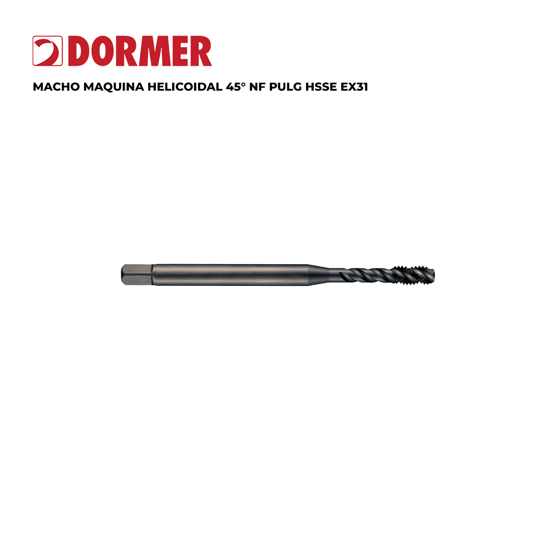 MACHO MAQUINA HELICOIDAL 45° NF PULG HSSE EX31
